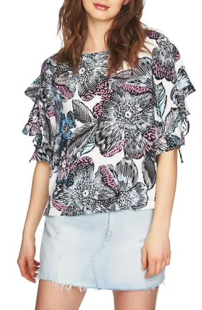 1. State  Ruffled Edge Tie Sleeve Blouse