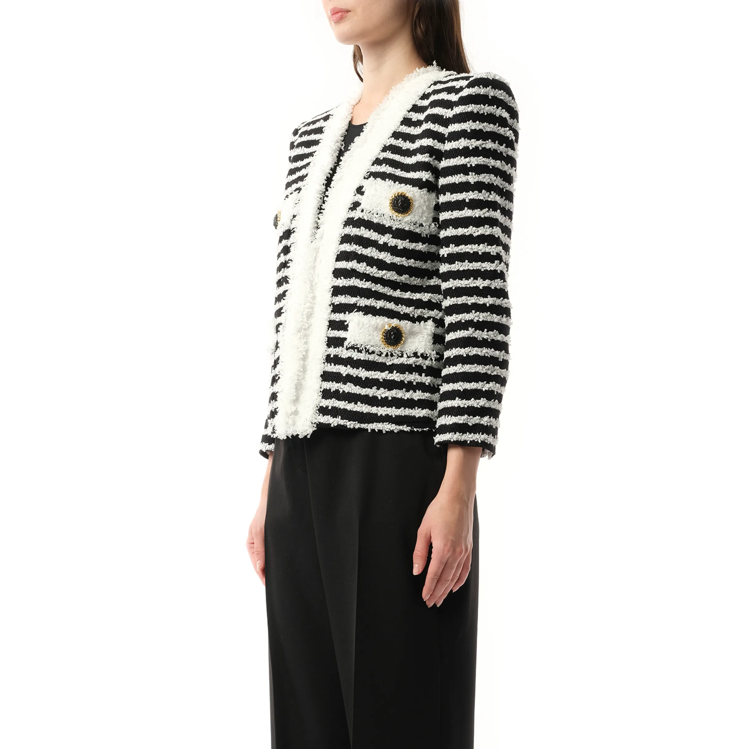 4PKT Mariniere Tweed Jacket in Black/White