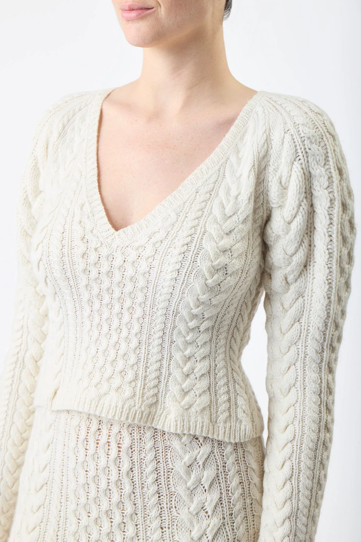 Arwel Knit Sweater in Ivory Cashmere