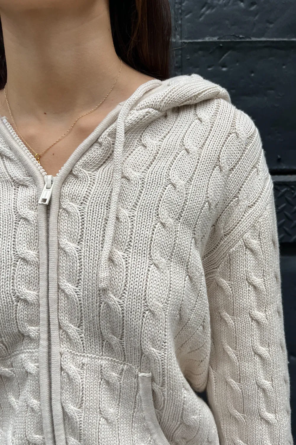 Ayla Cable Knit Zip-Up Sweater