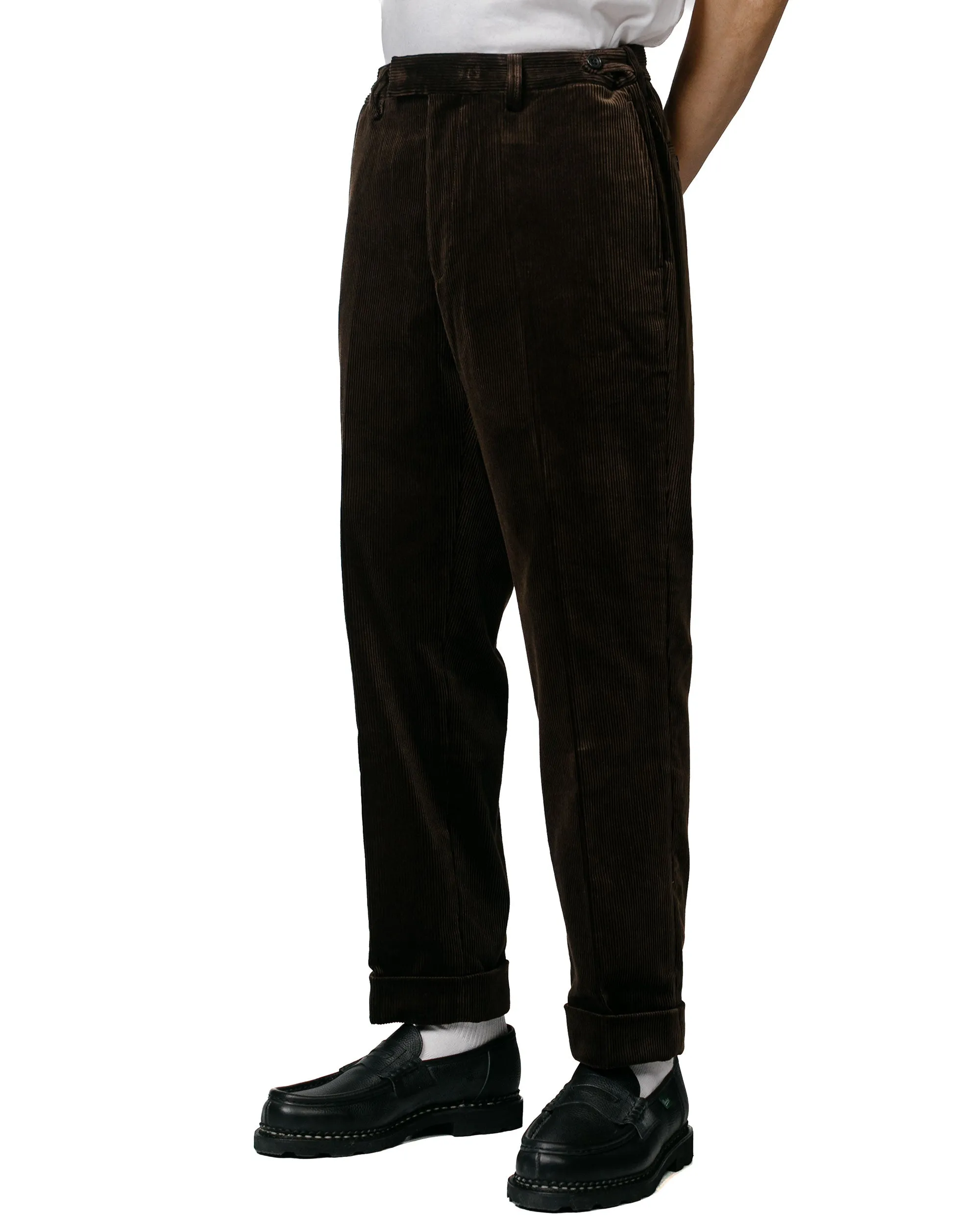 Beams Plus Ivy Trousers Ankle-Cut Corduroy Dark Brown