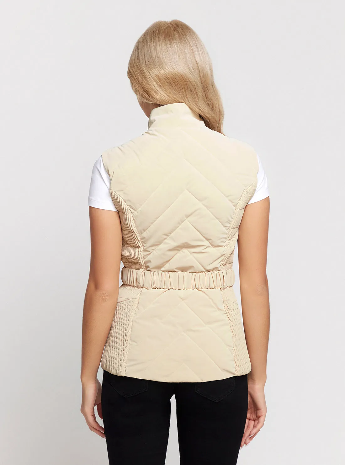 Beige Cassandra Belted Vest