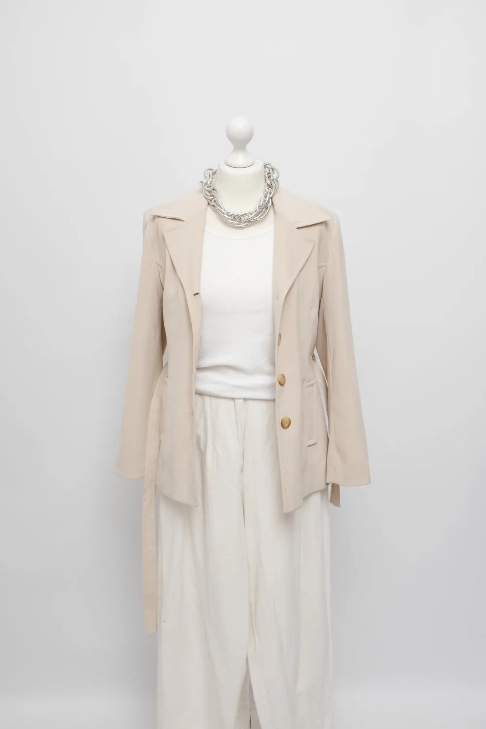 BELTED SLIM BEIGE VINTAGE BLAZER