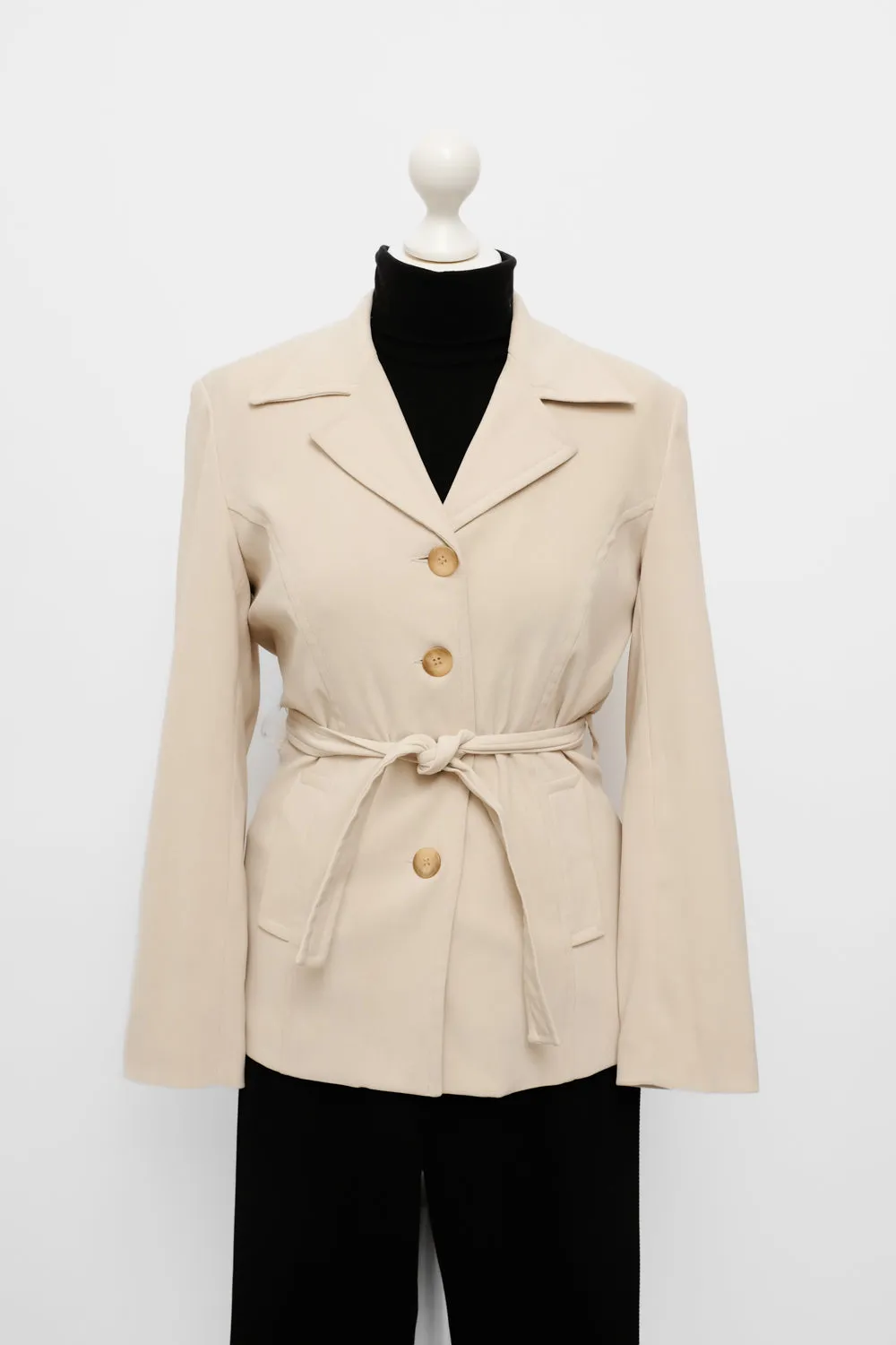 BELTED SLIM BEIGE VINTAGE BLAZER