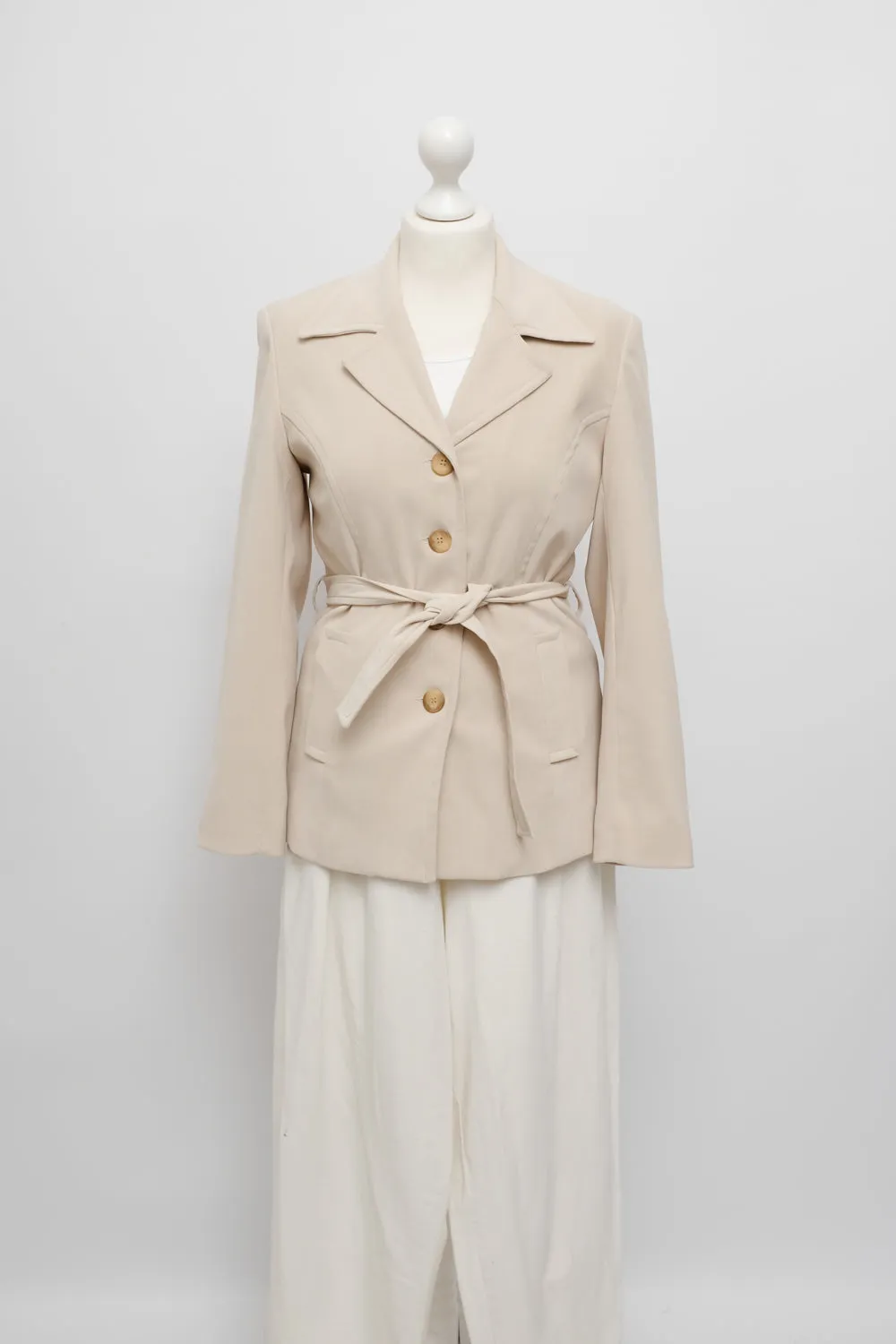 BELTED SLIM BEIGE VINTAGE BLAZER