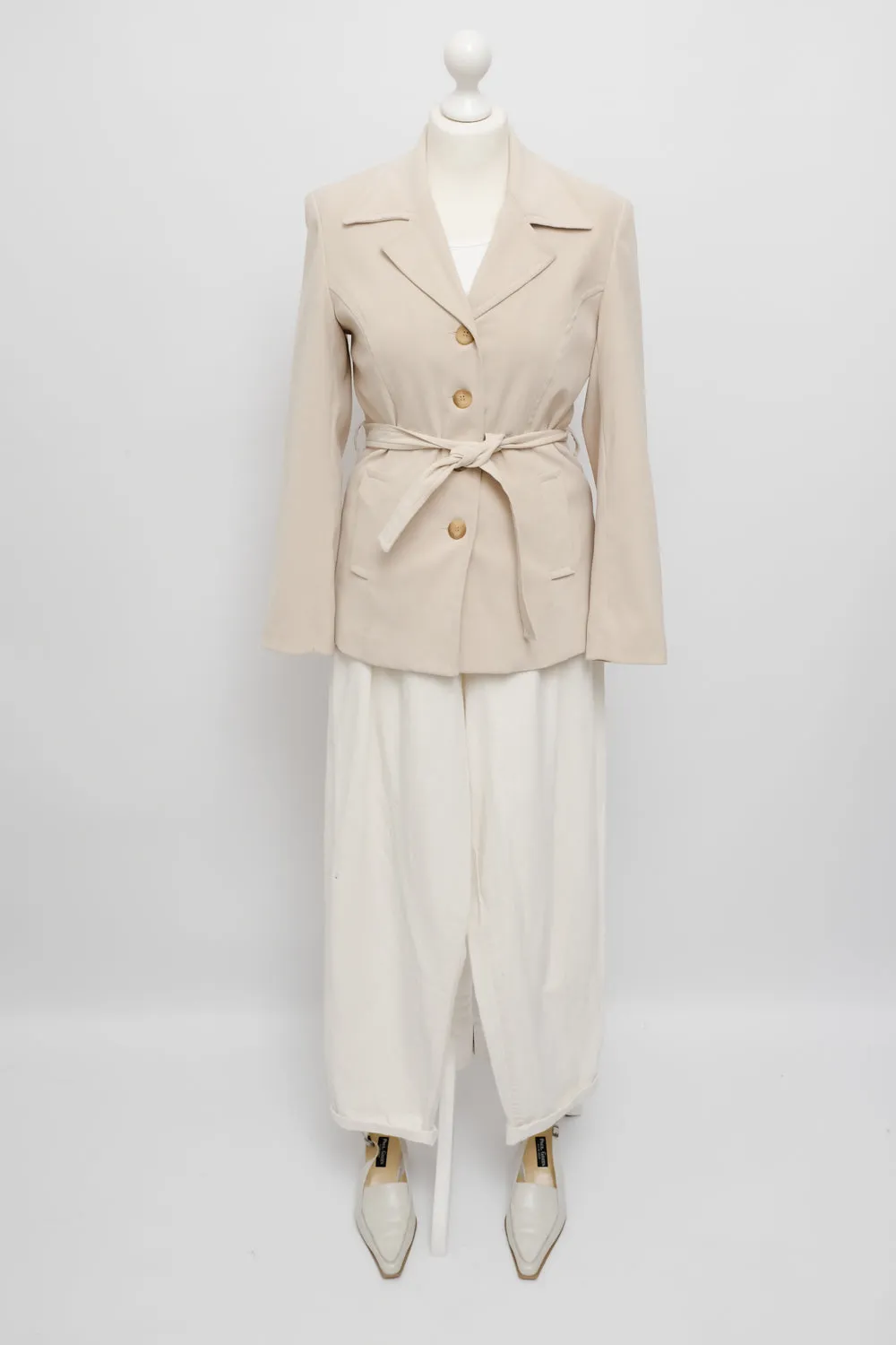 BELTED SLIM BEIGE VINTAGE BLAZER