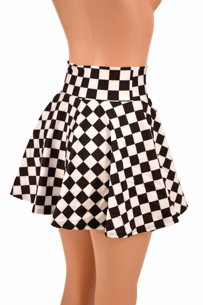 Black & White Checkered Mini Rave Skirt