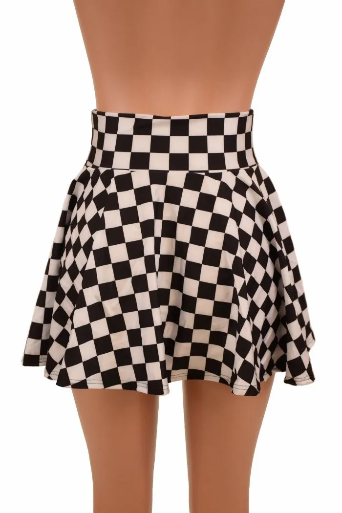 Black & White Checkered Mini Rave Skirt