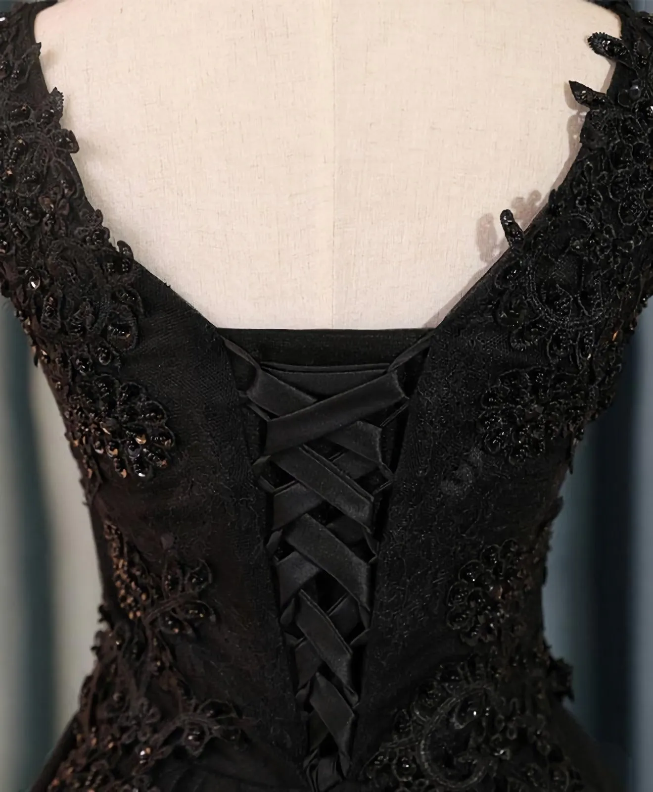 Black V Neck Lace Short Prom Dress, Homecoming Dresses, Homecoming Dresses