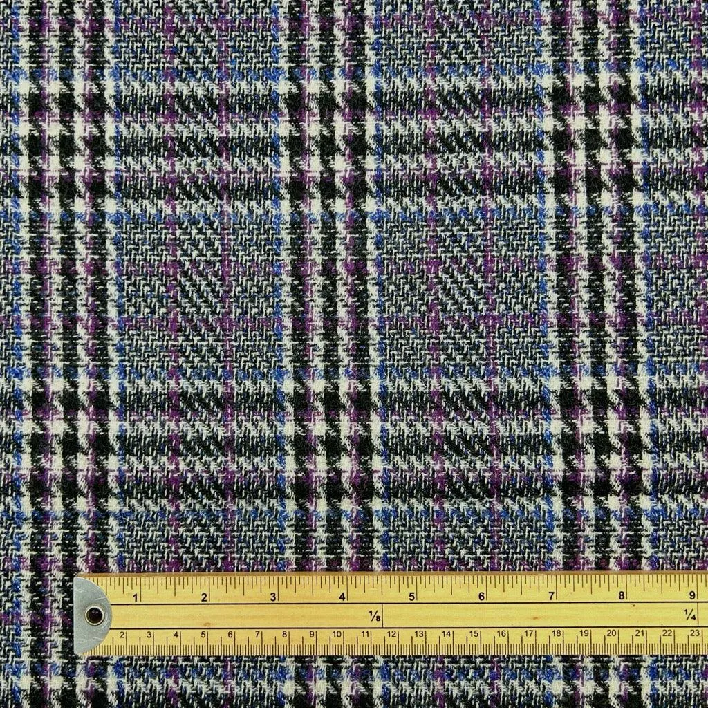 Blue/Purple Checkered Wool Blend Fabric