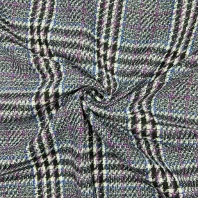 Blue/Purple Checkered Wool Blend Fabric