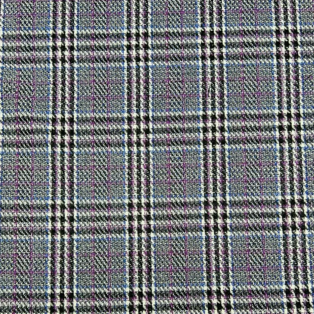 Blue/Purple Checkered Wool Blend Fabric