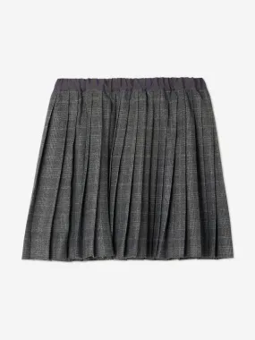 Bonpoint Girls Jais Checkered Skirt in Grey