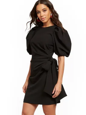 Bow-Accent Pleated Sheath Dress