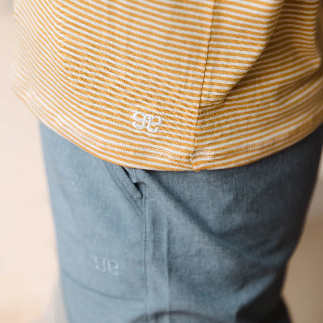 Boyfriend Tee, Mustard and Ivory Stripe