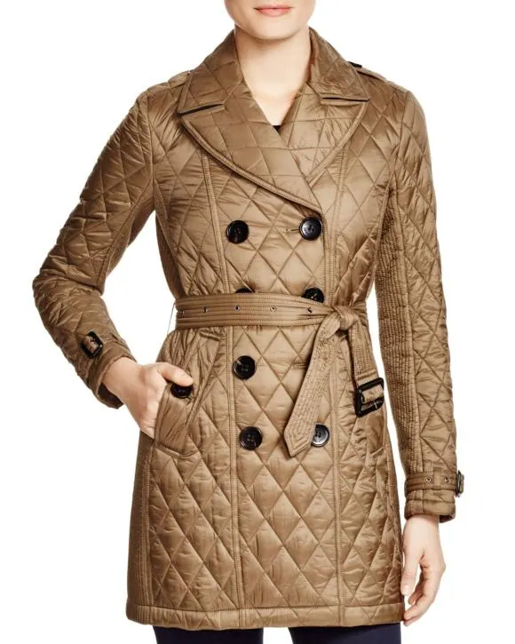 BURBERRY BRIT NOVA CHECK GOLDSMEAD BELTED QUILTED COAT