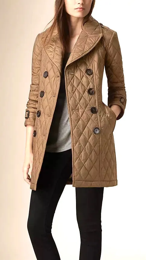 BURBERRY BRIT NOVA CHECK GOLDSMEAD BELTED QUILTED COAT