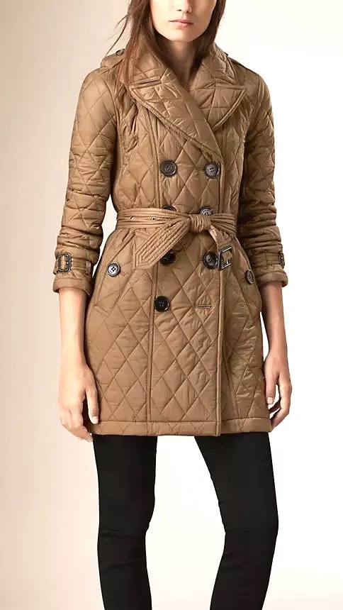 BURBERRY BRIT NOVA CHECK GOLDSMEAD BELTED QUILTED COAT