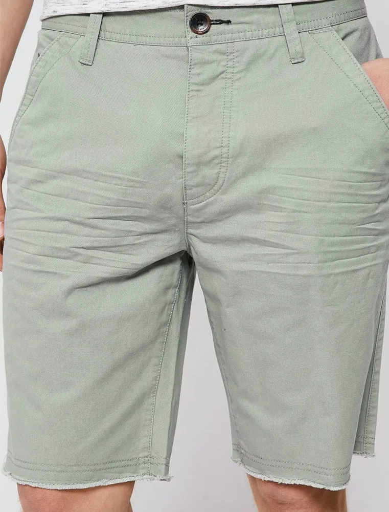 Chester Raw Hem Chino Shorts in Mint