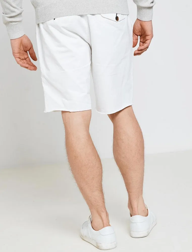 Chester Raw Hem Chino Shorts in White