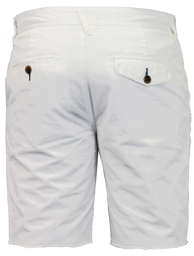 Chester Raw Hem Chino Shorts in White