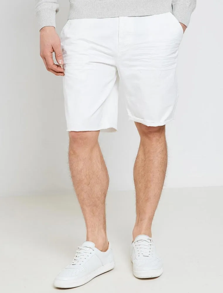 Chester Raw Hem Chino Shorts in White