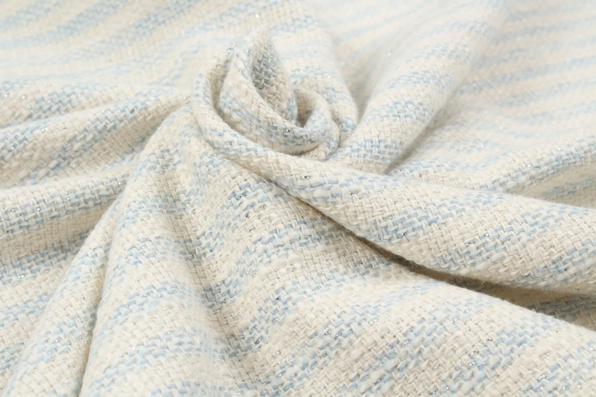 Cotton Blend Tweed - Stripes with Silver Lurex