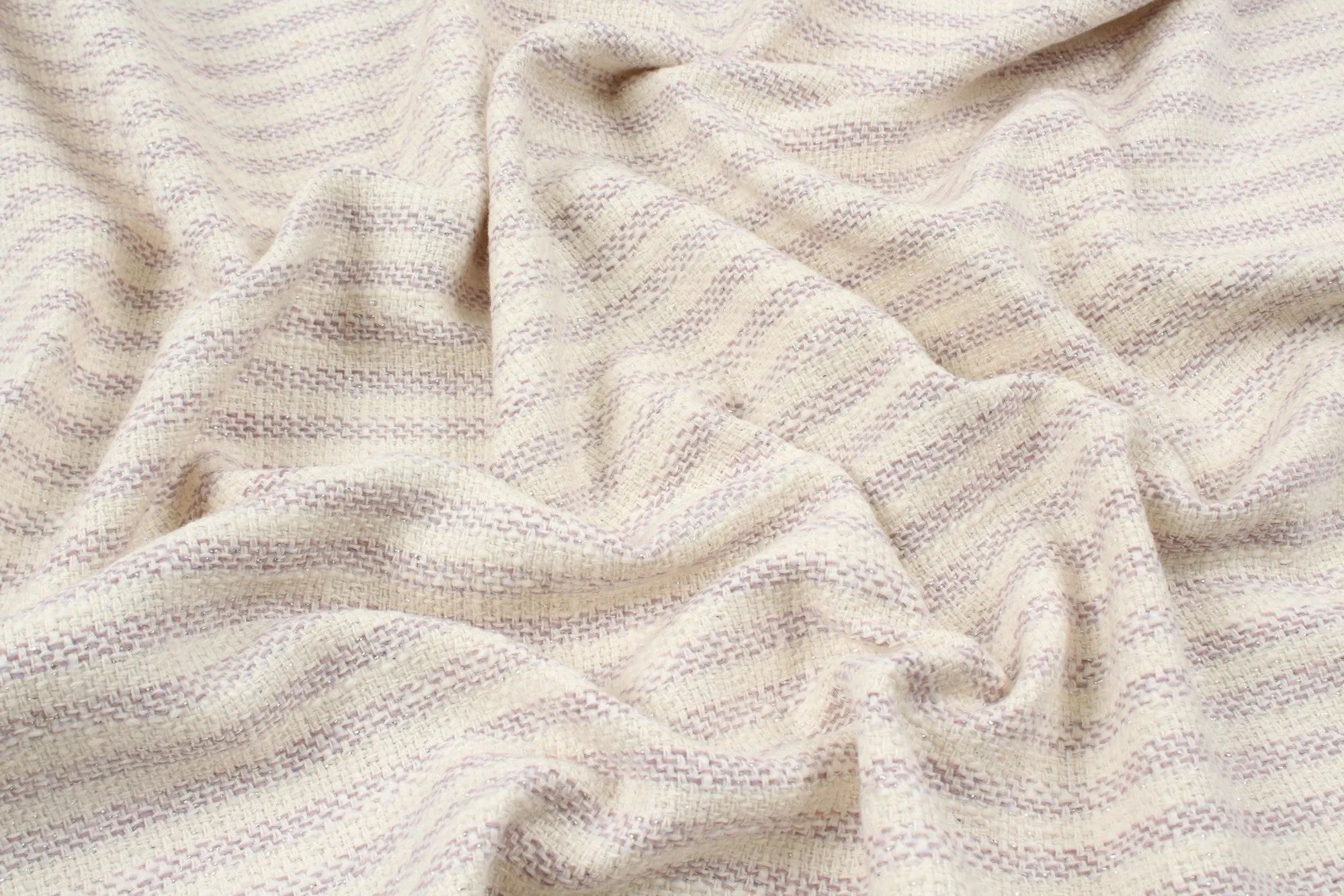 Cotton Blend Tweed - Stripes with Silver Lurex