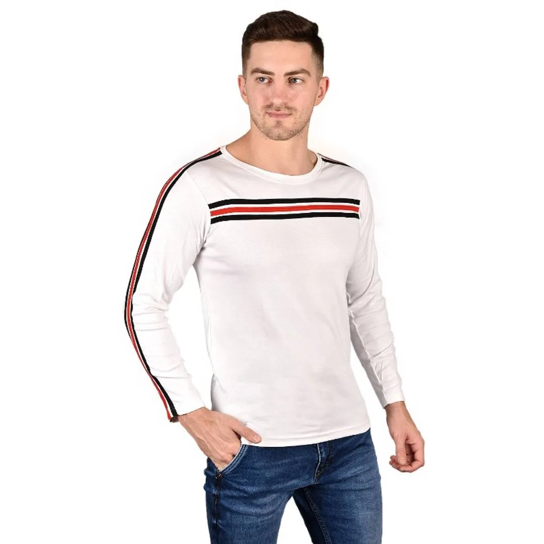 Cotton Striped Men Round Neck T-Shirt