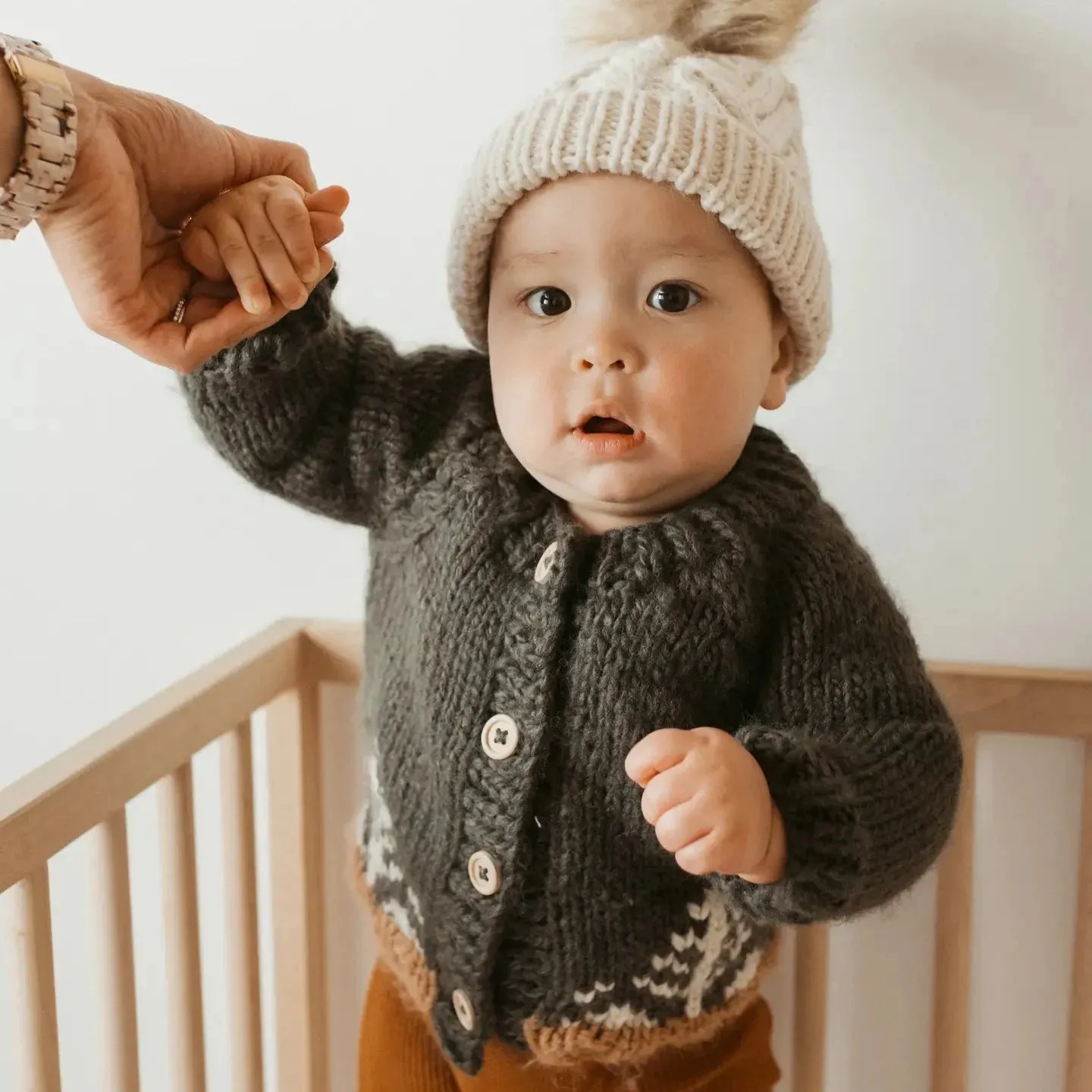 Forest Loden Cardigan Baby Sweater