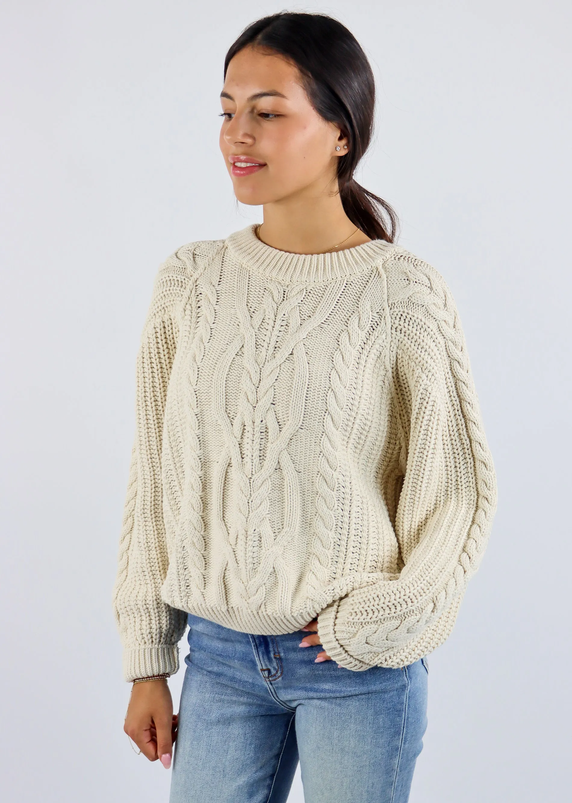 Free People Frankie Cable Knit Sweater ★ Ivory