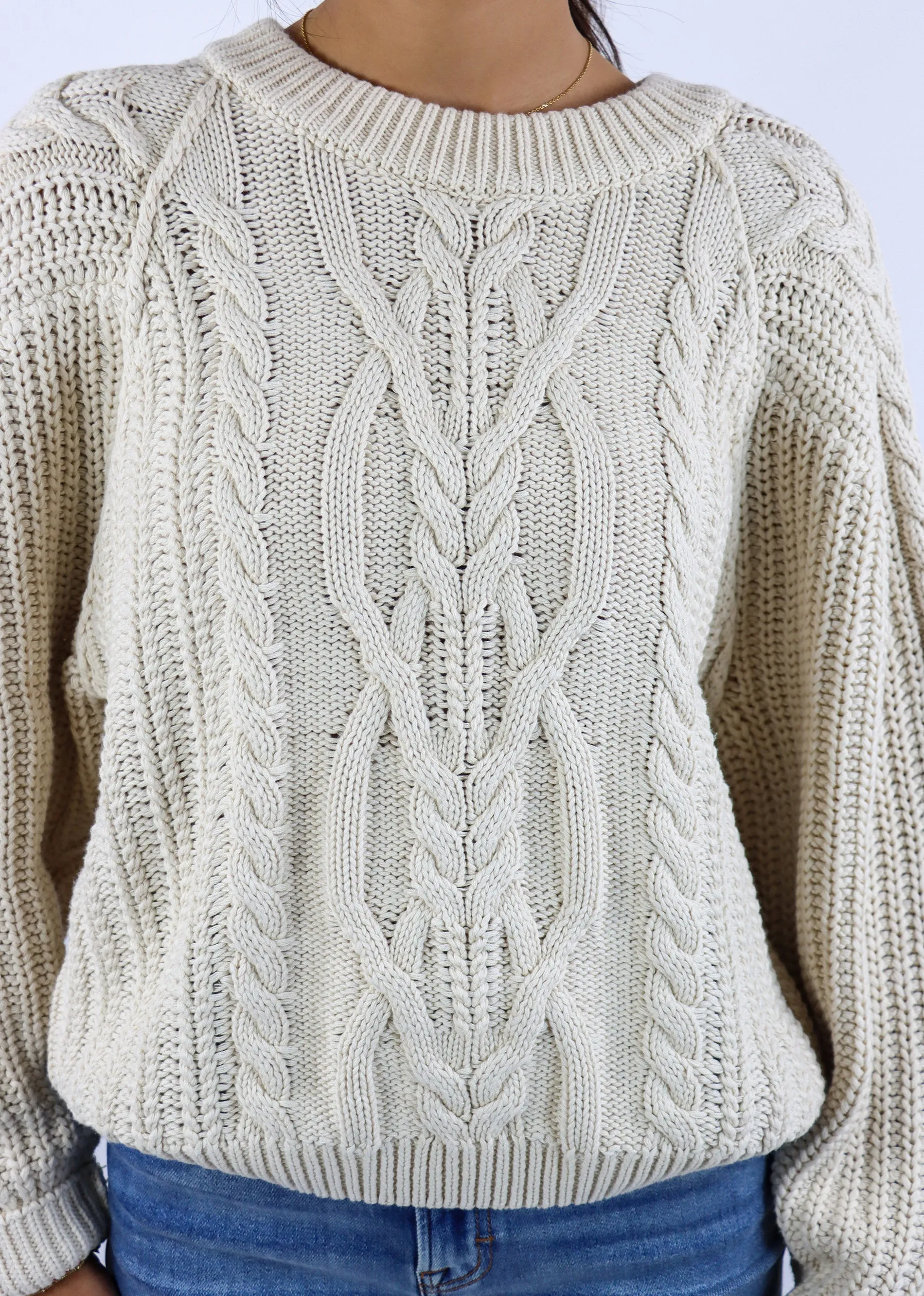 Free People Frankie Cable Knit Sweater ★ Ivory