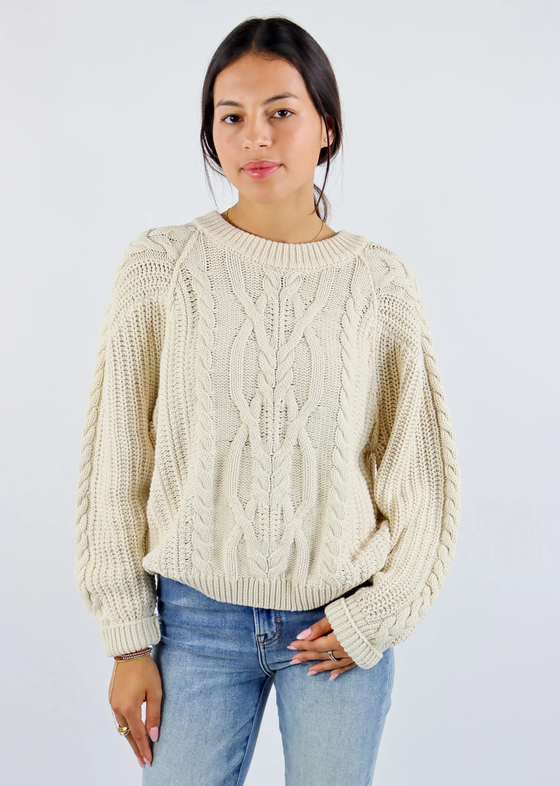 Free People Frankie Cable Knit Sweater ★ Ivory