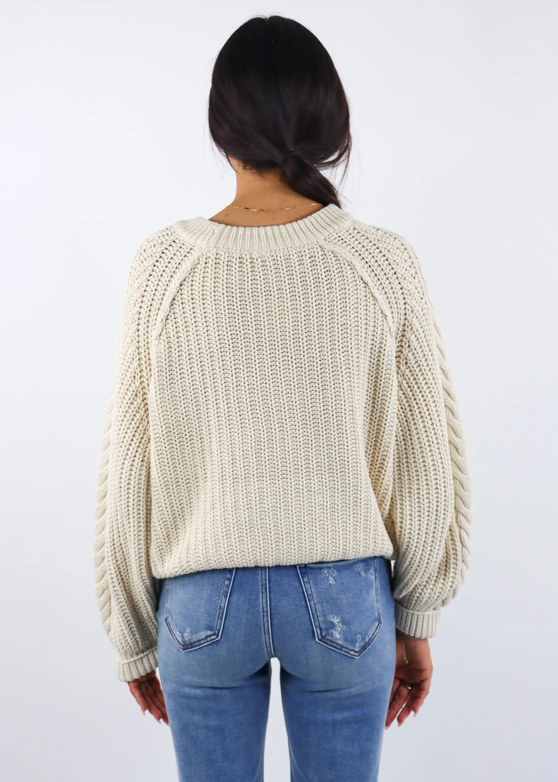 Free People Frankie Cable Knit Sweater ★ Ivory