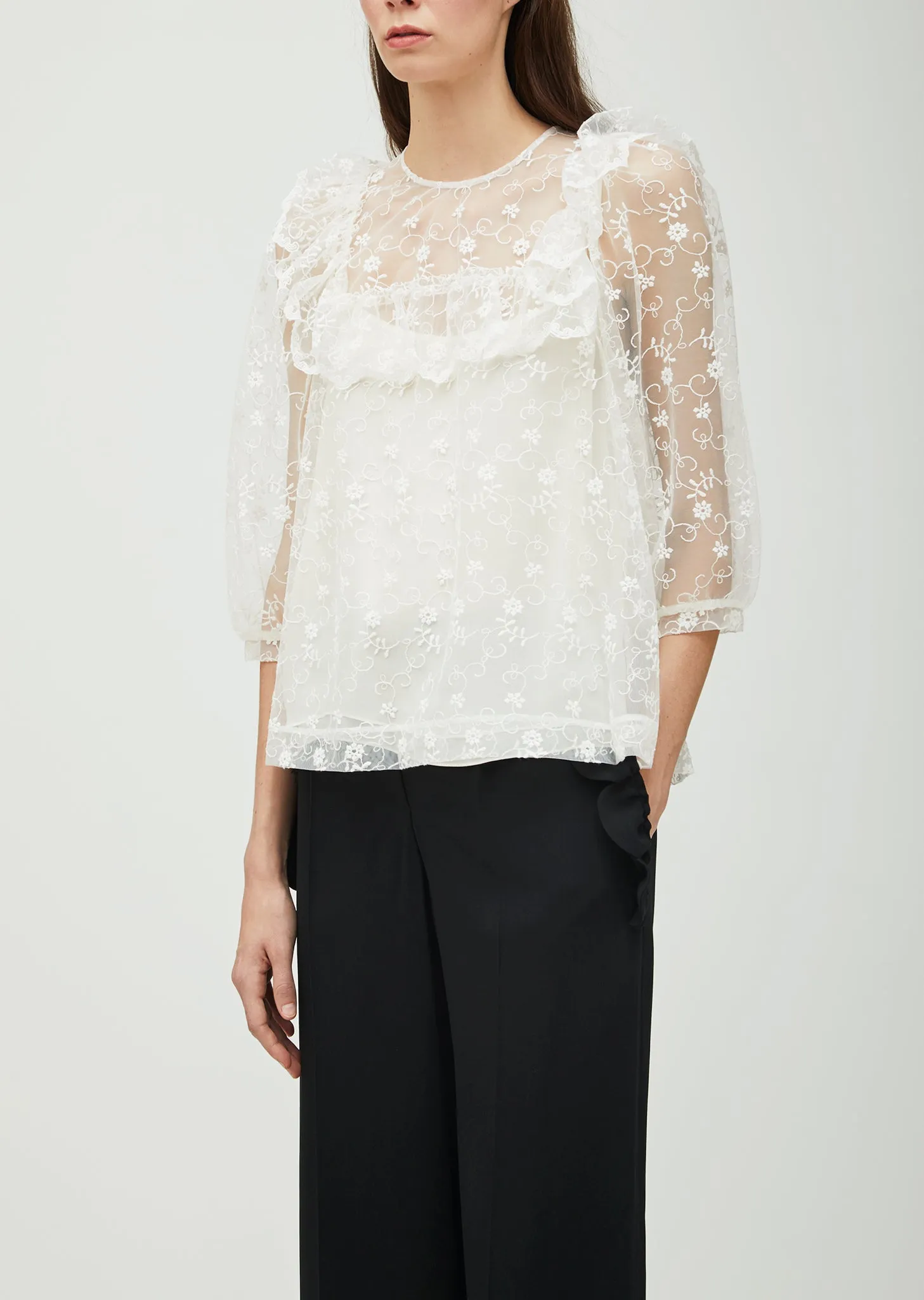 Frilled Lace Bib Top