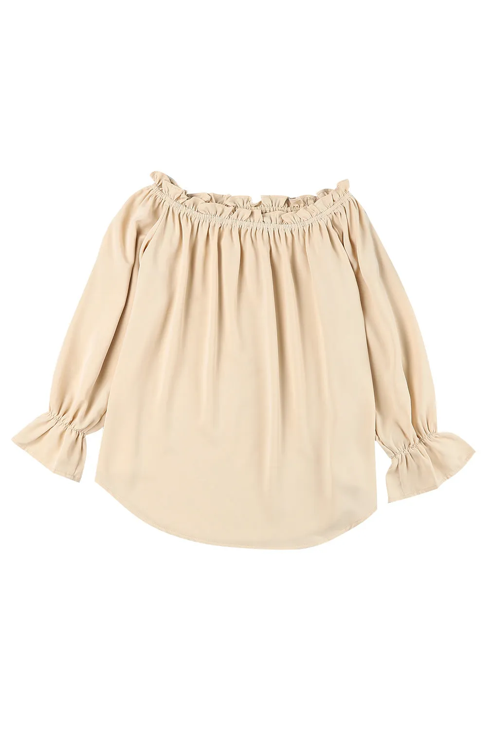 Frilled Off-shoulder Neckline Loose Blouse