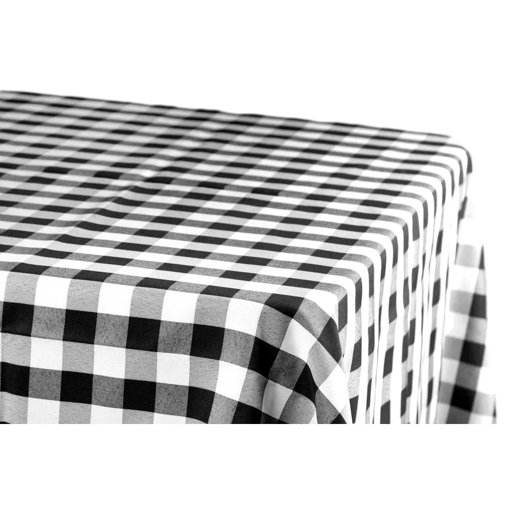 Gingham Checkered Rectangular Polyester Tablecloth 60"x120" - Black & White