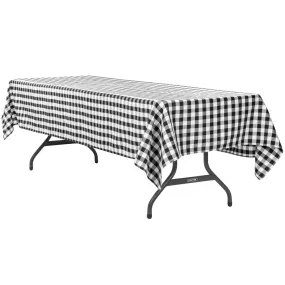 Gingham Checkered Rectangular Polyester Tablecloth 60"x120" - Black & White