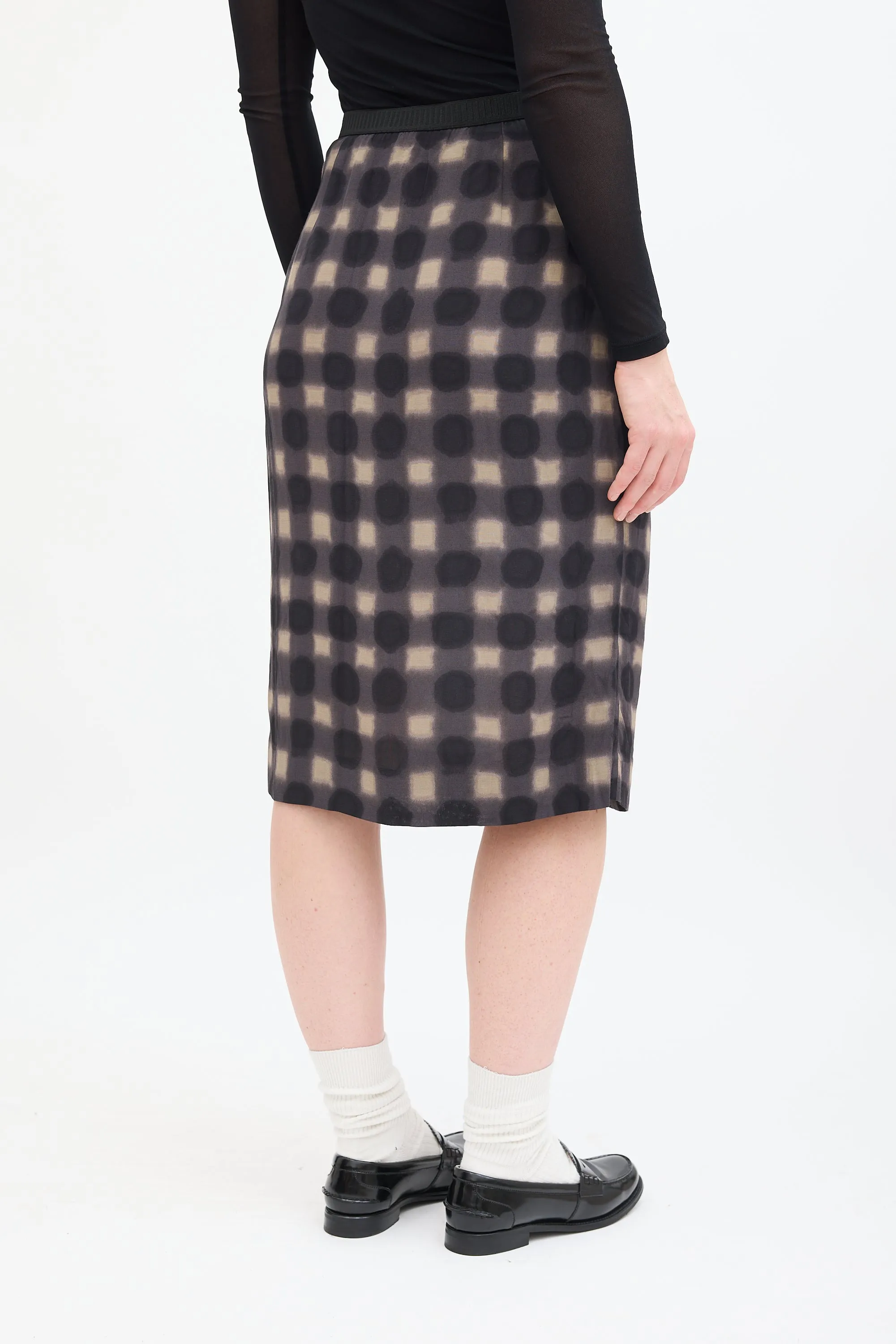 Grey & Multi Polka Dot Checkered Skirt