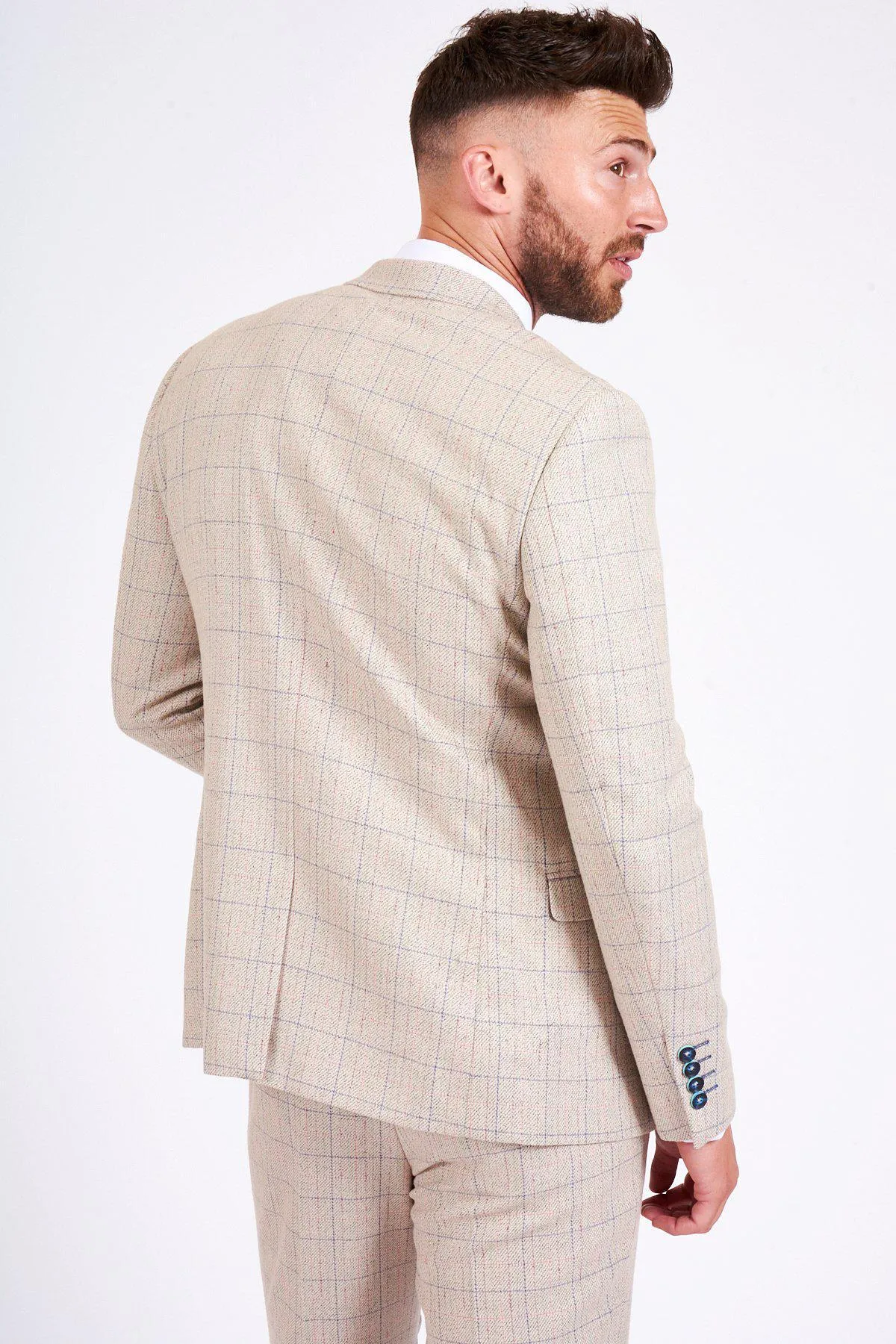 HARDING - Cream Tweed Check Print Blazer