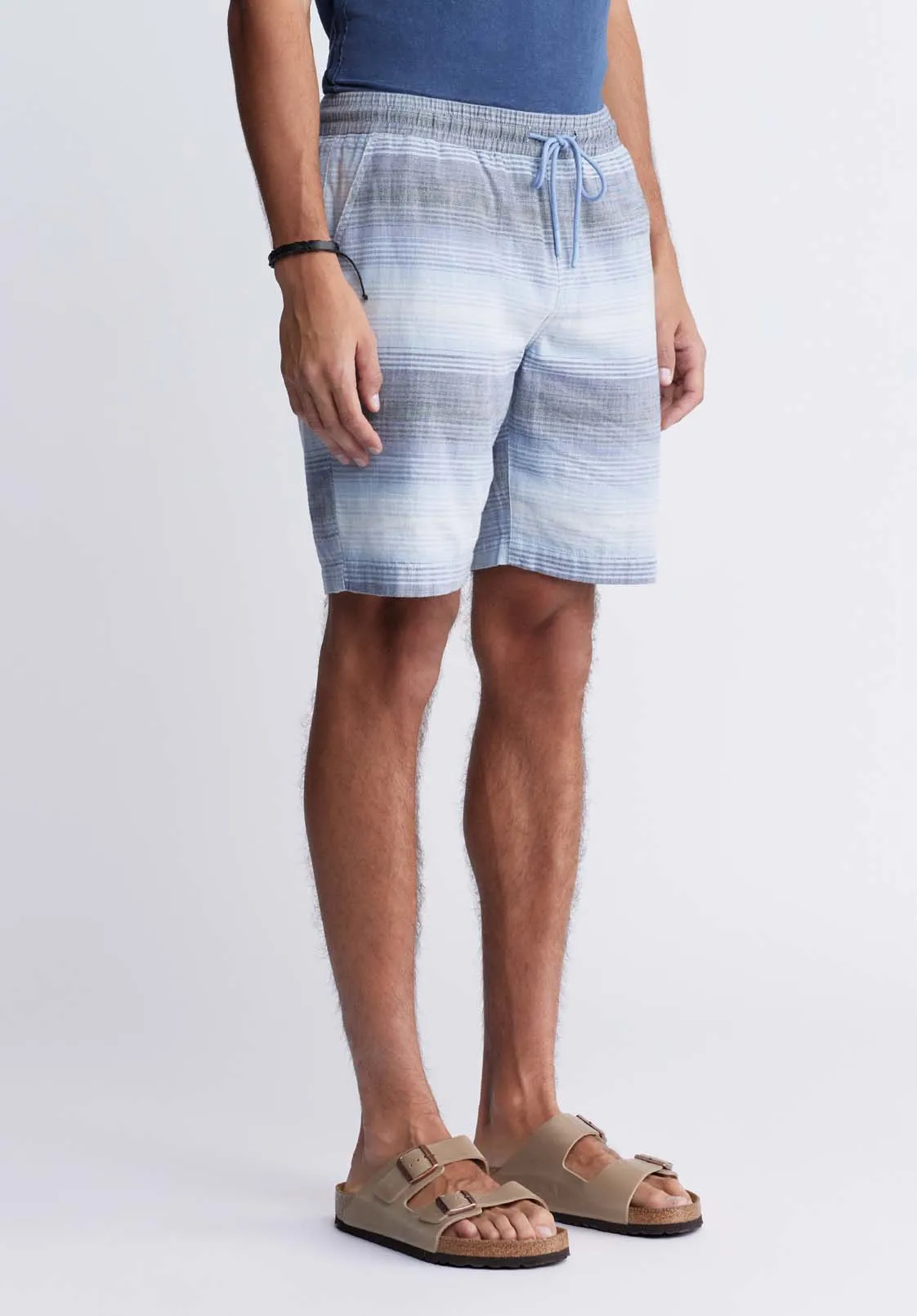 Hoggers Men's Striped Shorts in Mirage Blue - BM24349A