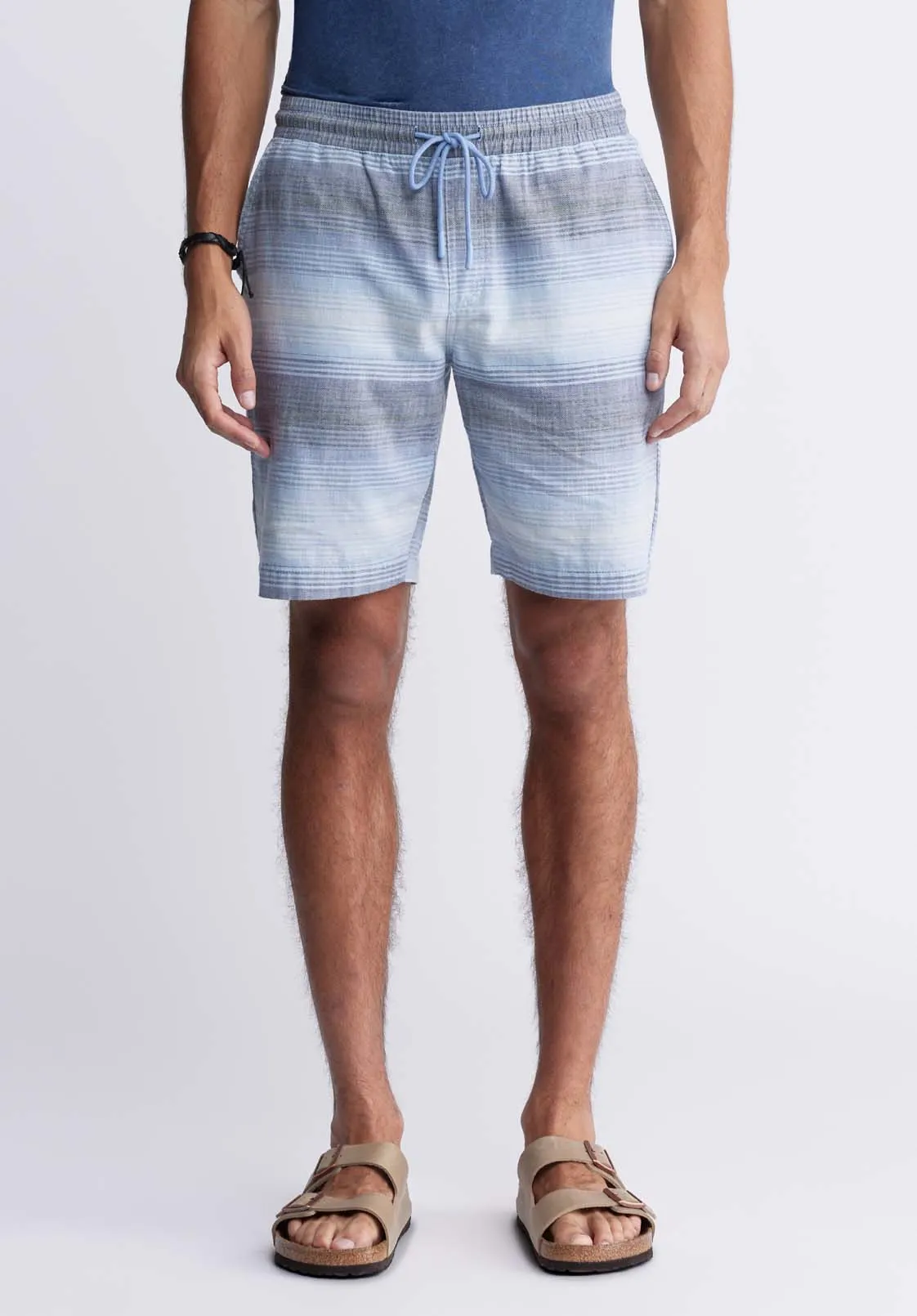 Hoggers Men's Striped Shorts in Mirage Blue - BM24349A