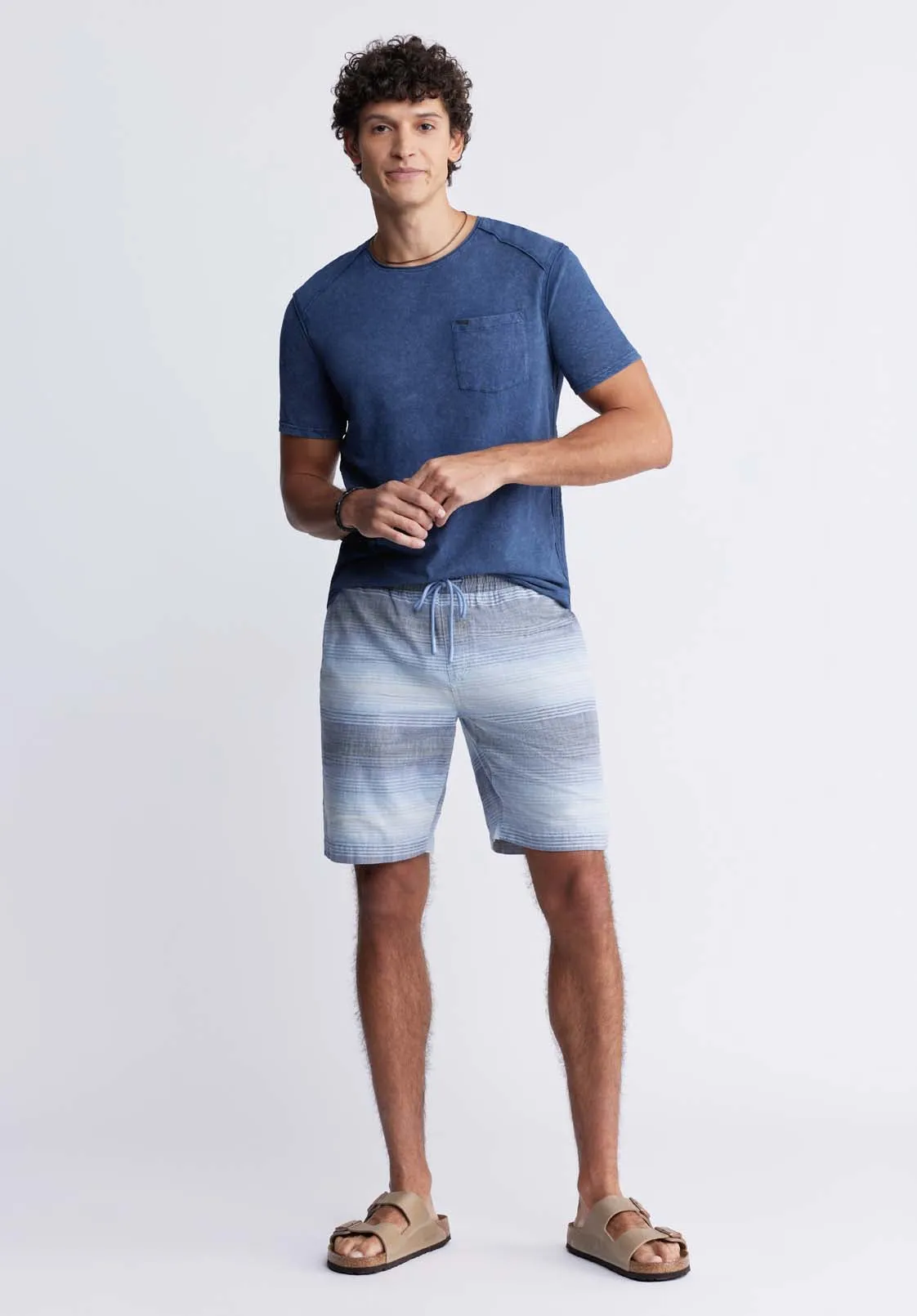 Hoggers Men's Striped Shorts in Mirage Blue - BM24349A