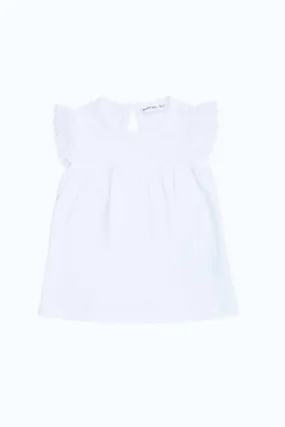 Infant Girls Grey Solid Frilled Sleeves Blouse