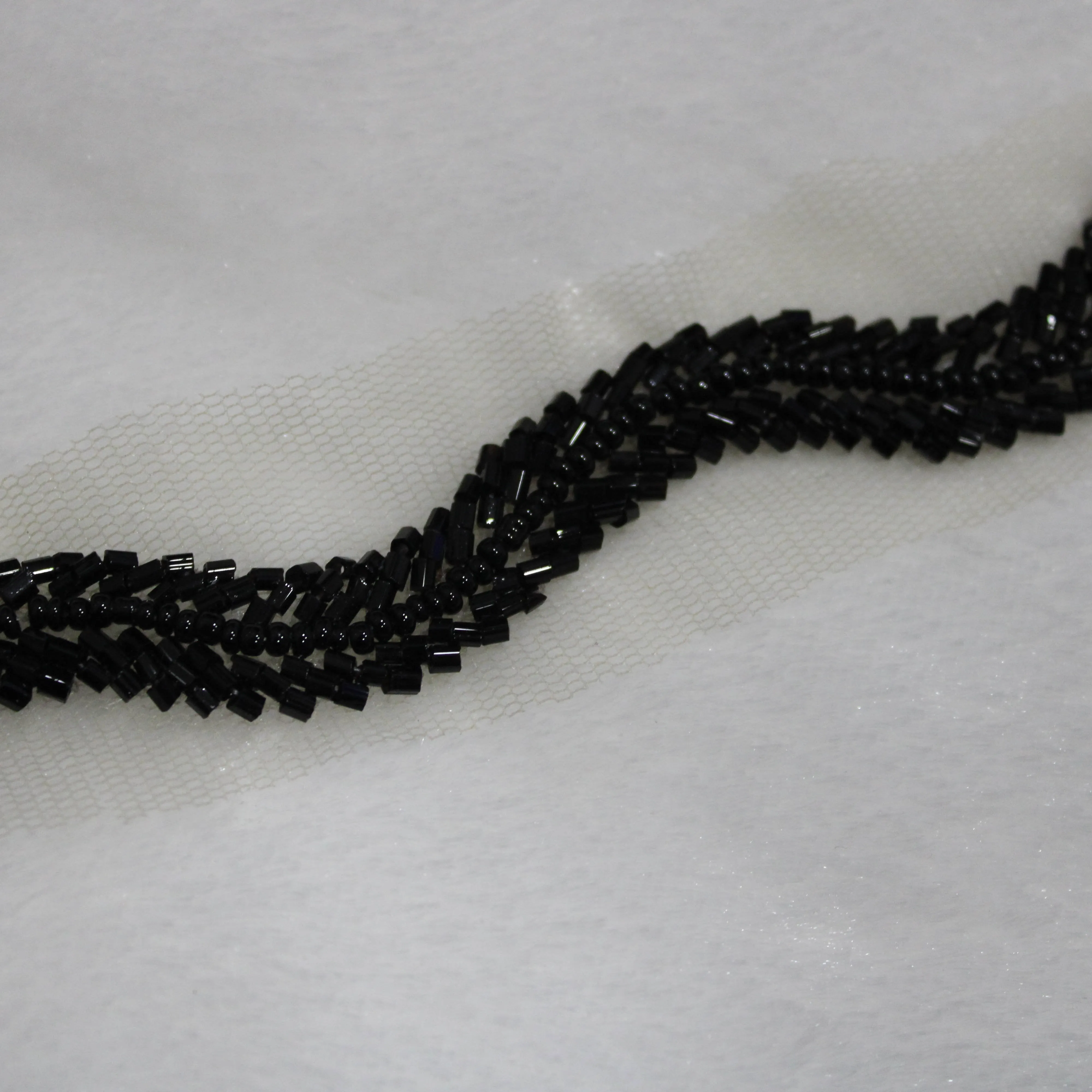 Jet Black Embellished Handwork Trim (Wholesale)