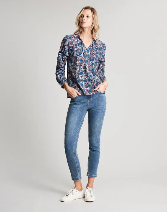 Joules Frances Printed Ladder Insert Blouse