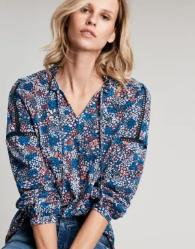 Joules Frances Printed Ladder Insert Blouse