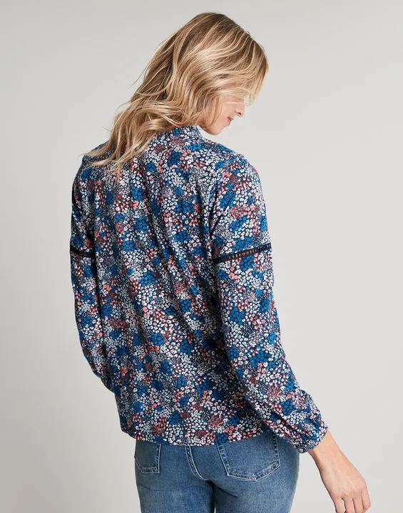 Joules Frances Printed Ladder Insert Blouse