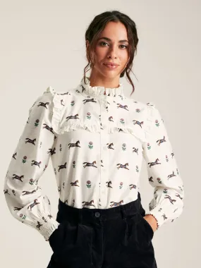 Joules Henrietta Printed Frill Blouse