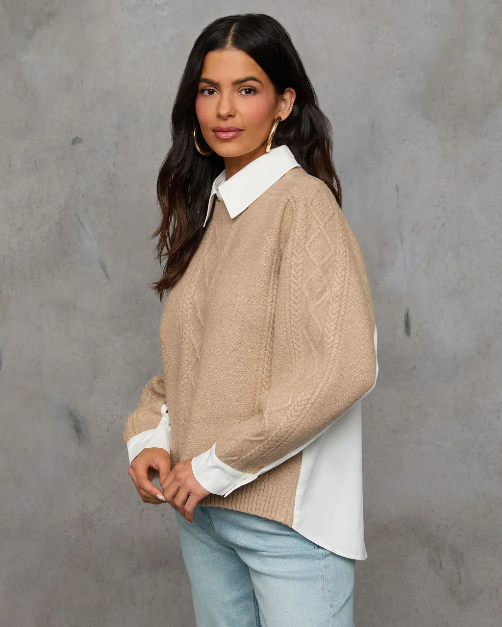 Keeping It Preppy Collared Twofer Layered Sweater